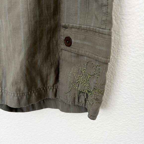 [Marmot] Olive Green Striped Mid Rise Cargo Shorts Outdoor Hiking Cotton Size 8 - Picture 9 of 10